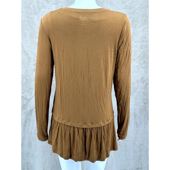 LOGO Lori Goldstein Top Womens Medium Tan Camel Twin Set Layered Tunic Stretch - Picture 5 of 8